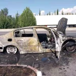 Burdur-Antalya Kara Yolunda Otomobil Yangını