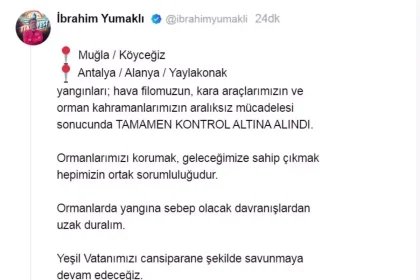 Orman Yangınları Kontrol Altına Alındı