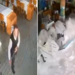 Dev dalgalar koca restoranı böyle yuttu