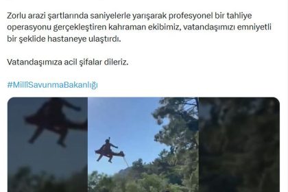 Dağlık arazide yaralanan vatandaş askeri helikopterle tahliye edildi